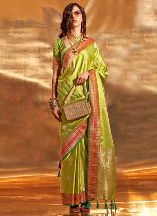 Satin Silk Light Green Festival Wear Weaving Saree